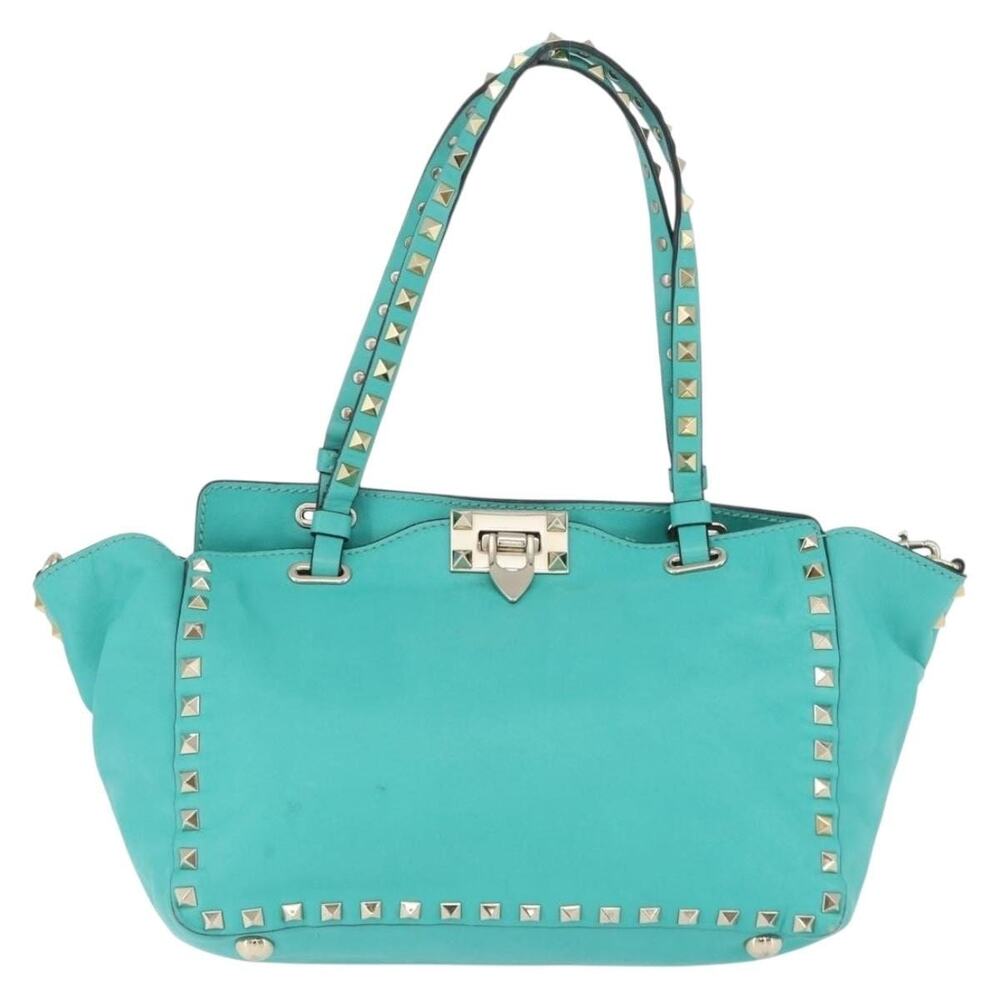Valentino Leather Rock Studs Handbag Green